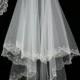 Bridal Veil with Embroidery - Maya Wedding Veil-Bridal Accessories-Drop Veil-Lace Veil-Two Layers-Cascade Veil - Voile de Mariée Dentelle