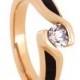 Wood Engagement Ring in 14k Rose Gold with Tension Set Diamond