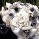 Seashell Bouquet, Black White Bouquet, Beach Wedding, Alternative Bouquet