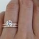 1 Carat Solitaire, 1.25 ctw Accented Wedding Set, Bridal Rings, Man Made Diamond Simulants, Engagement Rings, Sterling Silver & Rose Gold