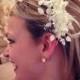 White Hair clip. Wedding Hair clip. white wedding comb. White feather floral wedding comb. Hair accessory.