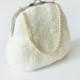 Metal Frame Clip Purse for Bridal - white purse - bridal purse - wedding cluth - bridal bag (Handmade to order)