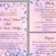 DIY Rustic Wedding Invitation Template Set Editable Word File Download Printable Vintage Invitation Purple Invitation Leaf Floral Invitation