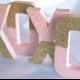 8" Dual Glittered Letter, BABY Nursery, Wedding, Home or Party Decor, Self Standing, ANY COLORS