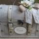 Shabby Chic Cream Wedding Trunk, Wedding Card Holder, Card Box, Money Holder,  Wedding Suitcase, Rustic Wedding Box