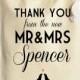 Wedding favour thank you cotton drawstring gift bags newly weds just married couple for bridesmaids wedding guests table decoration