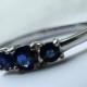 1ct Genuine Blue sapphire 3 Stone Trilogy ring - Available in Sterling silver or titanium - engagement ring - wedding ring
