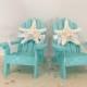 Beach Wedding Cake Topper - 2 Mini Adirondack Chairs with Starfish -  6 Chair Colors - 23 Ribbon Choices - Beach Theme/His and Hers