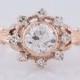 Antique Engagement Ring Victorian .45ct Old European Cut Diamond in 14k Rose Gold