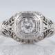 Antique Art Deco .25ct Round Brilliant Diamond Engagement Ring in 18k White Gold