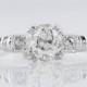 Antique Engagement Ring Art Deco .99ct Old Mine Cut Diamond in Platinum