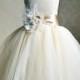 Champagne lace and tulle flower girl birthday dress