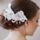 Bridal headpiece, Alencon Lace rhinestone headpiece, bridal pearls hair accessory, wedding head piece headpiece Style 236