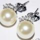 Ivory Pearl Stud Earrings Pearl CZ Small Bridal Earrings Swarovski Pearl Sterling Silver Posts Earrings Wedding Jewelry Bridal Pearl Jewelry