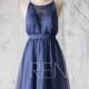 2015 Dark Blue Bridesmaid dress, Lace neck Wedding dress, Spaghetti Strap A line Formal dress, Open Back Short Prom dress knee length (L015)