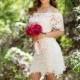 InStock Size SMALL: OFF Shoulder, Mini Wedding Dress, Country Rustic Wedding, Cotton Crochet Lace Dress, Bohemian Wedding, Dressmesewchic