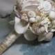 Seashell Bouquet Romancing the Sea Romantic Antique Lace mixed with Starfish