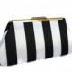 Black & white striped silk clutch/ Bridal accessory/ Wedding clutch purse/  bridal purse ,bridesmaid gift purse/ Black and white wedding
