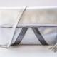 Metallic Silver Leather Clutch, Hologram Fold Over Clutch, Shiny metallic Shoulder Purse, Holographic Cross body Bag, Wedding Clutch