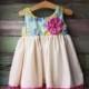 Gypsy Dress, Girls Spring Dress, Pom Poms, Boho flower girl Dress, First Birthday Dress, Bright, Easter Dress,Toddler Dress, Limited Edition
