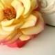 Pink and Yellow Rose Hair Flower, Realistic Wedding Hair Clip