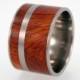 Wide Ironwood Wood inlay Titanium Ring or Wedding Band - jer-023, Ring Armor Included