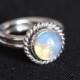 18K white Gold Opal wedding ring - Natural Opal Ring - Engagement ring - Artisan ring - October birthstone - Bezel ring - Gift for her