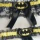 Handmade Batman wedding garters black and yellow garter