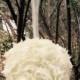 One 6" Shabby Chic Kissing Ball -Flower Girl Pomander -Wedding Decoration -Antique White Wedding -DIY Wedding Accessory -Church Aisle Decor