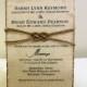 DIY Rustic  Wedding Invitation Kit - Burlap Fabric Rustic Wedding Knot Invitation Ideas