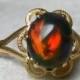Opal Engagement Ring Black Opal Vintage Ring 1.0 Carat Black Opal in 14k white gold