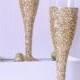 Gold Glitter Champagne Flutes- Bachelorette Party Decor- Wedding Table Setting- Bridal Shower Decor-New Years Eve Party Flutes-Set of 12