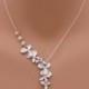 Pearls and Orchid Necklace, Sterling Silver Chain / N134S