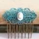Victorian Hair Comb Pearl Turquoise Teal Wedding Bridal Hair Accessories Blue Headpiece Vintage Style Bridesmaids Comb Art Deco Edwardian