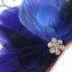 Peacock Feather Hair Clip BLUE BUTTERFLY Feather and Rhinestone Wedding Hair Fascinator Clip Bridal Party