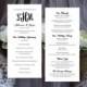 Monogram Wedding Program Template Tea Length Printable INSTANT DOWNLOAD diy - Suggested Free Fonts