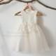 Ivory Lace Champagne Tulle Flower Girl Dress Wedding Bridesmaid Dress