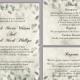 DIY Rustic Wedding Invitation Template Set Editable Word File Download Printable Vintage Invitation Silver Invitation Leaf Floral Invitation