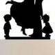 Wedding Cake Topper Custom, Couple Silhouette and any kid silhouette of your choise UP to 3 kids with free base for display.after the event