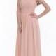 One-Shoulder Bridesmaid Dress, Pearl Pink  A-Line Floor-Length Chiffon Bridesmaid Dress With Ruffle