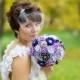 Fabric Wedding Bouquet, brooch bouquet "Lilac", Purple
