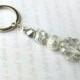 Crystal Keychain, Small Keychain,Crystal Wedding Favors,Communion Favors,White party favors,Clip on charm,White bag charm,Beaded key chain