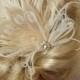 Champagne Ivory Feather Fascinator, Wedding Hair Accessories, Bridal Hair Fascinator,Vintage Style Fascinator, Great Gatsby, Bridal Comb,