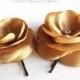 Gold Hair Flowers Gold Hair Clips Golden Bridal Hair Clips Rhinestones Gold Head Piece Gold Bobby Pins - set of 2