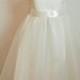 Ivory Flower Girl Dress, Tulle Shabby Chic, Organic Cotton Girl Dress with tulle overlay skirt