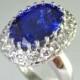 Unique Engagement Ring One of a Kind Ring Huge 10 carat Tanzanite Diamond Ring 18K White Gold Ring Purest Deepest Blue Custom Wedding Ring