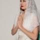 Vintage 1960s Mantilla Veil White Lace Floral Sacred Bridal Fashions