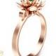 Rose Gold Emerald Ring Rose Gold Engagement Ring Flower Engagement Ring