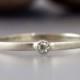 White Gold Diamond Ring - Thin Engagement Ring with a tiny 2mm Diamond in solid 14k white or yellow gold