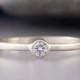 White Gold Diamond Ring - Thin Engagement Ring with a 3mm Diamond in solid 14k white or yellow gold